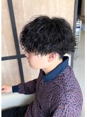 大分メンズ刈り上げマッシュ波巻きスパイラルパーマスタイル