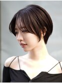 横浜西口大人ショートボブ前髪なしココアベージュ韓国30代40代