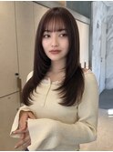 ミルクティーベージュ/オリーブグレー/ロングレイヤー/韓国巻き