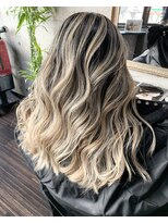 バーチョ(bacio)&nbsp;ブロンドバレイヤージュ ワンレングス【Insta→bacio_ozawa】