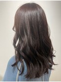 髪質改善トリートメント_マロンベージュ Aラインボブ かきあげ