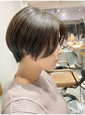 イルミナカラー丸みショートハンサムショートボブ前髪なし