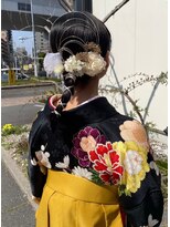 ナカオコアフュール(NAKAO COIFFURE) 和装ヘア　水引きアレンジ　タイトポニー　ローポニー