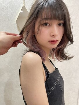 ロンド レア 天神大名店(Lond Le’a) デザインカラー/レイヤーカット/ウェットヘア/オリーブベージュ