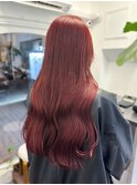 【白石】ブリーチなしダブルカラーワインレッド赤髪原宿10代20代