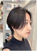 毛流れショートヘアカット抜け感大人原宿