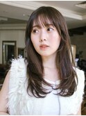 ◆モテ髪小顔ロングレイヤーカット/ベージュ/シースルーバング