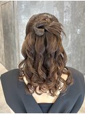 ヘアセット 結婚式ヘア お呼ばれヘア ハーフアップ カチモリ
