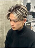 韓国マッシュセンターパートツーブロックメンズハイライトウルフ