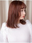 前髪パーマピンクメッシュブリーチなしくびれレイヤー20代30代X