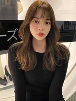 ノク(nok)&nbsp;くびれロング_カーキグレージュフェザーバングミストバング