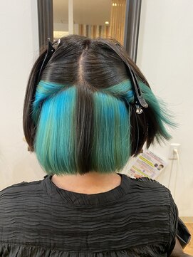 グリッター (Glitter) インナーカラー☆アクアブルー☆同時に白髪ぼかしも◎