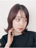 顔周りレイヤーカットくびれヘアミルクティーベージュカラー