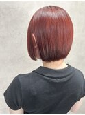 カシスレッド/レッドブラウン/ボブ/ブリーチなしダブルカラー