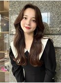 ミニウルフチェリーブラウンブリーチなしレイヤー韓国前髪/博多