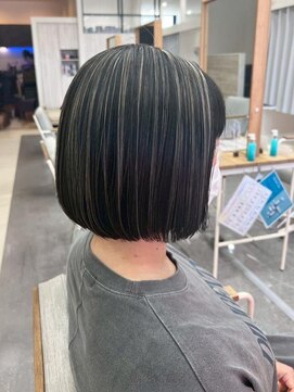 プログレス フレスポ富沢店(PROGRESS) 細めハイライト/コントラストハイライト/白髪ぼかし/ボブ