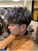ツイストスパイラルパーマメンズマッシュメソフトツーブロック
