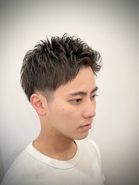 リバティシェアバーバー 銀座(LIBERTY SHARE BARBER) 気になる膨らみ狙い打ち☆ダウンパーマ×アップバングショート