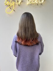 フォックスカラーミルクティーベージュ オレンジカラー裾カラー
