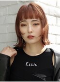 切りっぱなしボブフェイスレイヤーハッシュオレンジブラウン#2