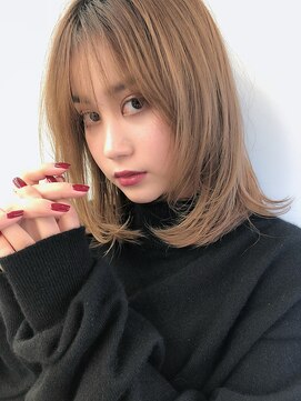 ヌイ 横浜(nui) ジンジャーベージュ_ブランジュネイビーカラーダブルバング