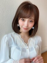 アフロート ディル(AFLOAT D'L)&nbsp;大人可愛い薄めバングふんわりカールショコラアッシュ小顔カット