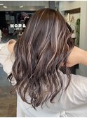 【NORA UMEDA 高木】ダークグレージュホワイトハイライトカラー