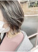 【デザインカラー】大人かわいいハイライトカラー　くびれボブ
