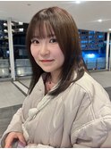 グレーベージュ レイヤーロング 艶髪 イメチェン