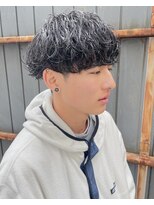 フリーク バーバーショップ 都島店(FREAK BARBER SHOP) ゆるモテ黒髪波巻きスパイラルパーマツーブロックマッシュ