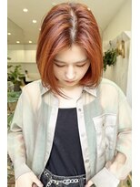 イーズ 鎌倉(e's) 《e'sイーズ鎌倉》透明感カラー♪オレンジブラウン/ワンレンボブ