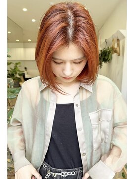 イーズ 鎌倉(e's) 《e'sイーズ鎌倉》透明感カラー♪オレンジブラウン/ワンレンボブ