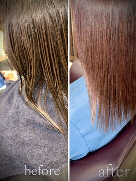 トレセッテ(tre sette) 縮毛矯正/オルディーブグレイカラー/ミディアムスタイル