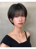 大人可愛い20代30代40代黒髪前下がりショートボブ丸みショート◎