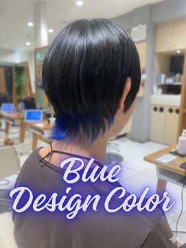 アース 武蔵境店(HAIR & MAKE EARTH) 黒髪に映える!さりげなく目を惹く鮮やかなブルーデザインカラー