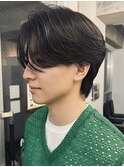 原宿ニュアンスパーマ刈り上げメンズカットセンターパートウルフ