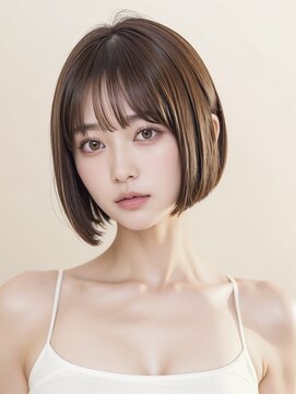 ムウ 難波(MOU) ショートボブ暗めカラーグランマッシュデザイン20代30代40代50代