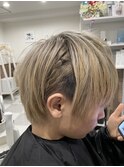 編み込み風ヘアセットベージュカラー