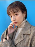 大人可愛い丸みショートボブ_耳かけシースルーバング