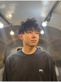 ツイストスパイラルパーマ&パープルカラー　バーバー　理容室