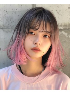 レヴ 草加店(LEV.) イメチェンホワイトブロンド美髪ワイドバング外ハネボブ