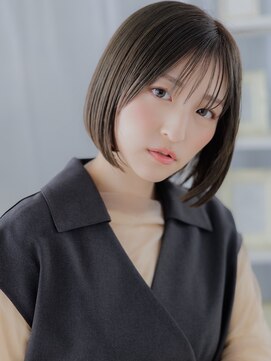 モッズヘア 越谷(mod's hair) 艶髪オリーブアッシュ切りっぱなしミニボブa越谷20代30代40代