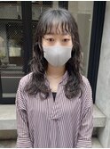 【三ツ井純】ウルフパーマ ブルーブラック 前髪パーマ 顔周り