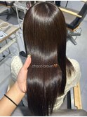 ミディアムヘア暗めカラーデザインカラーフェイスフレーミング