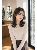 バグズ ヘアデザイン 桔梗が丘店(Baguz HAIR DESIGN) くびれミディレイヤー透け感アッシュブラウン