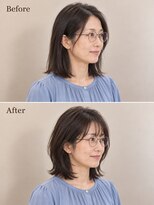 aptas 青山/表参道 白髪染め/白髪ぼかしハイライト/ボリュームアップエクステ&nbsp;40代の大人前髪ロブ｜表参道・青山