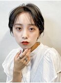 暗髪×束感ショート×シースルーバング×オーガニックヘア