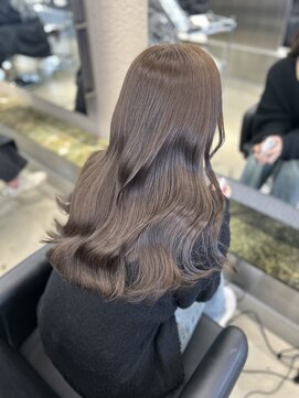 ペレ 栄店(PELE) デザインカラー/レイヤーカット/ウェットヘア/オリーブベージュ