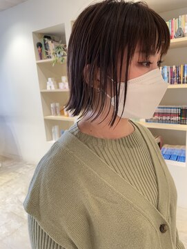 クロップ(CROP) 【CROP】切りっぱなしボブ×外ハネ×ブリーチなしベージュ