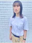 大人美人ミディアムぱっつん前髪黒髪ロングワイドバンク小顔